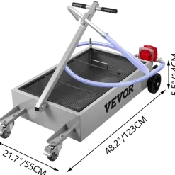 VEVOR Oil Drain Pan 15 Gallon Oil Drain Tank, 57L Low Profile Oil Drain Pan, Large Capacity Oil Change Pan, Foldable Hand, with Pump, Hose, Swivel Casters Wheels for Car, SUV, Trucks Oil Draining