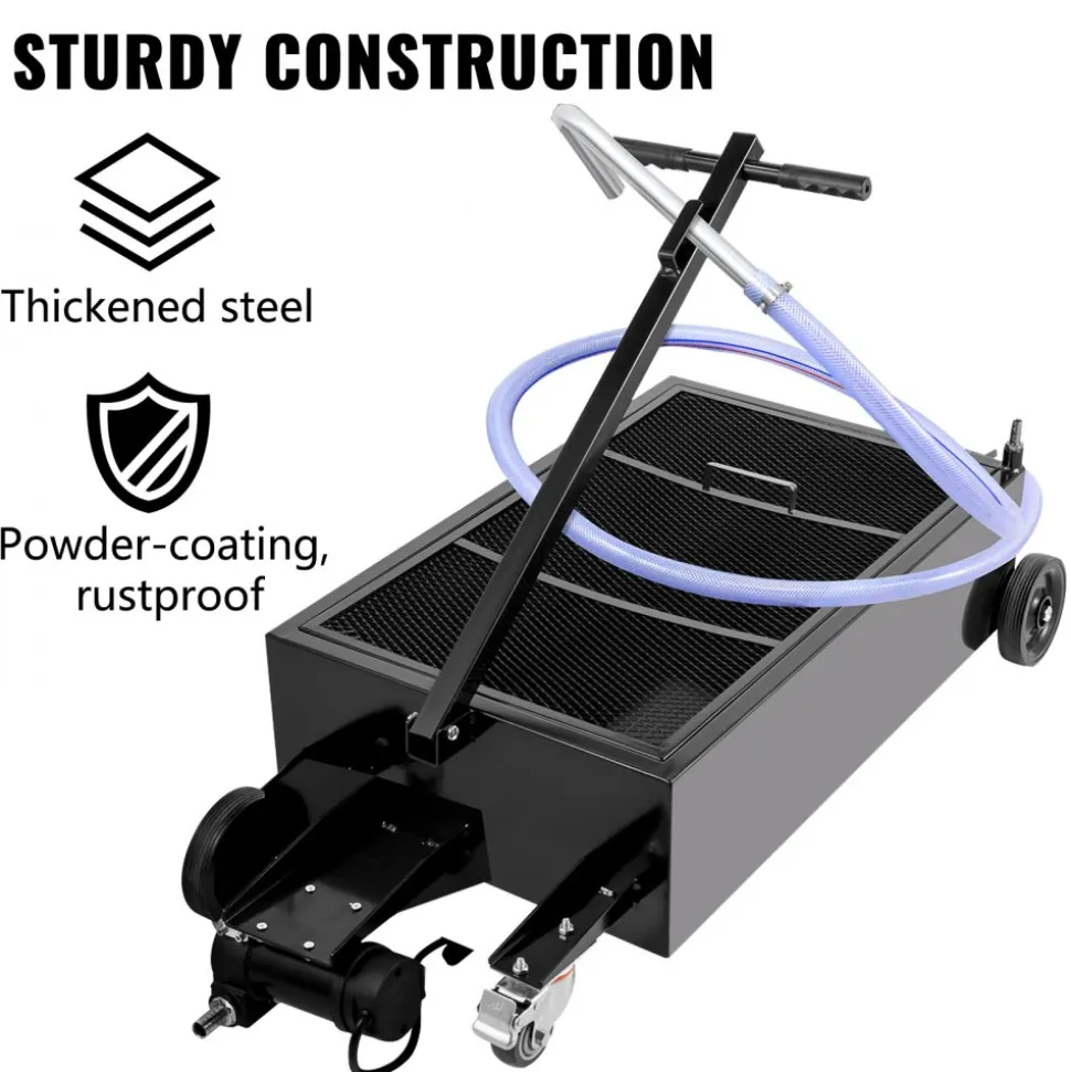 VEVOR Oil Drain Pan 25 Gallon Oil Drain Tank, 95L Low Profile Oil Drain Pan, Large Capacity Oil Change Pan, Foldable Hand, with Electric Pump, Hose, Swivel Casters for Car, SUV, Trucks Oil Draining