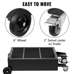 VEVOR Oil Drain Pan 25 Gallon Oil Drain Tank, 95L Low Profile Oil Drain Pan, Large Capacity Oil Change Pan, Foldable Hand, with Electric Pump, Hose, Swivel Casters for Car, SUV, Trucks Oil Draining
