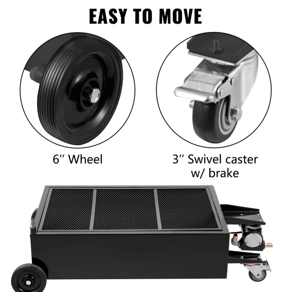 VEVOR Oil Drain Pan 25 Gallon Oil Drain Tank, 95L Low Profile Oil Drain Pan, Large Capacity Oil Change Pan, Foldable Hand, with Electric Pump, Hose, Swivel Casters for Car, SUV, Trucks Oil Draining