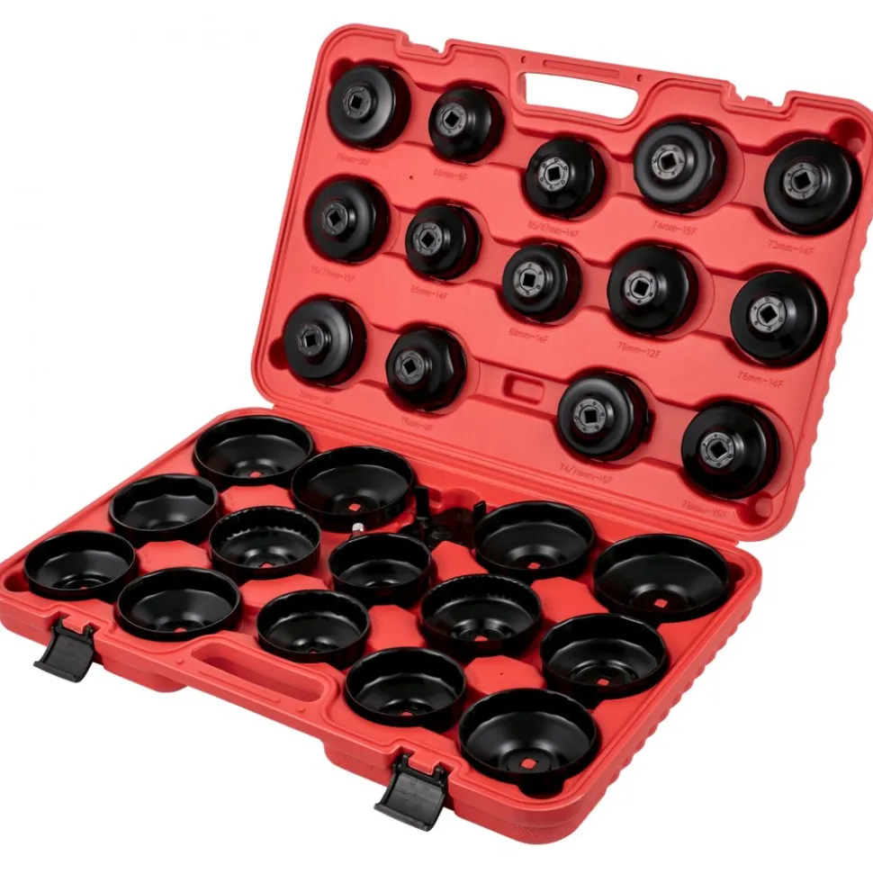 VEVOR Oil Filter Socket Set, 30 Pcs Oil Filter Wrench Set, Sturdy Steel Oil Filter Socket, 3/8" Oil Filter Socket, Low Profile Oil Filter Socket Set For Easy Access, Oil Filter Wrench Cap Set with Ca