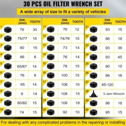 VEVOR Oil Filter Socket Set, 30 Pcs Oil Filter Wrench Set, Sturdy Steel Oil Filter Socket, 3/8