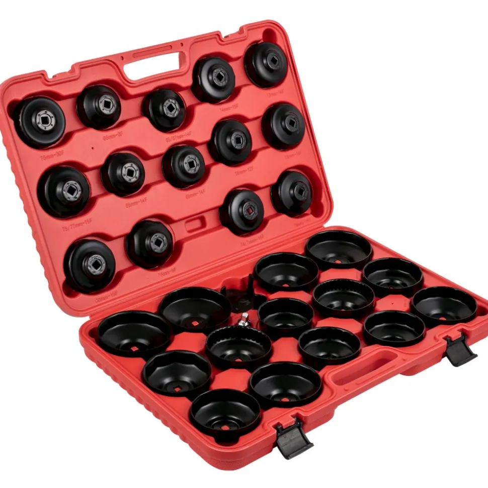 VEVOR Oil Filter Socket Set, 30 Pcs Oil Filter Wrench Set, Sturdy Steel Oil Filter Socket, 3/8" Oil Filter Socket, Low Profile Oil Filter Socket Set For Easy Access, Oil Filter Wrench Cap Set with Ca