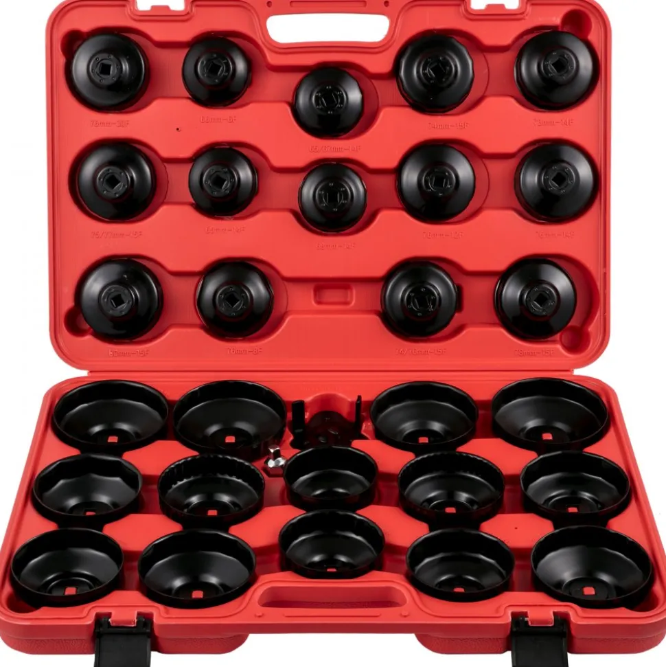 VEVOR Oil Filter Socket Set, 30 Pcs Oil Filter Wrench Set, Sturdy Steel Oil Filter Socket, 3/8" Oil Filter Socket, Low Profile Oil Filter Socket Set For Easy Access, Oil Filter Wrench Cap Set with Ca