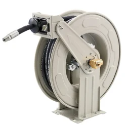 VEVOR Oil Hose Reel, 1/2 inch x 50 ft Retractable, Spring Driven Auto Swivel Rewind, Max 3625 PSI, Heavy-Duty Carbon Steel Construction with Steel Wire Braided Hose, for Engine / Gear / Hydraulic Oil