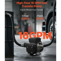 VEVOR Oil Transfer Pump 110V, 16 GPM 60 L/min, AC Electric Fuel Transfer Pump for Diesel Kerosene Biodiesel, 8 ft/2.4 m Max Suction Lift, 45 ft/13.7 m Max Lift, for Vehicles, Construction Sites, Farms