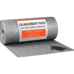 VEVOR Oil & Water Absorbent Pads, 30 in x 150 ft 1-Roll, Medium-Duty Spill Absorbing Pads, Universal for Gasoline, Engine, Oil, Water, Coolant, Durable PP Spill Control Mats for Garage Workshop