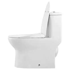 VEVOR One-Piece Toilet, Elongated Toilet Vortex Dual-Flush 1.0/1.28 GPF, Toilets for Bathroom with Comfortable Chair Seat, Standard Height, 12 inch Rough-In, White + Silver, Easy-Clean Skirted Design