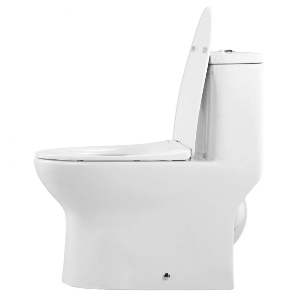 VEVOR One-Piece Toilet, Elongated Toilet Vortex Dual-Flush 1.0/1.28 GPF, Toilets for Bathroom with Comfortable Chair Seat, Standard Height, 12 inch Rough-In, White + Silver, Easy-Clean Skirted Design