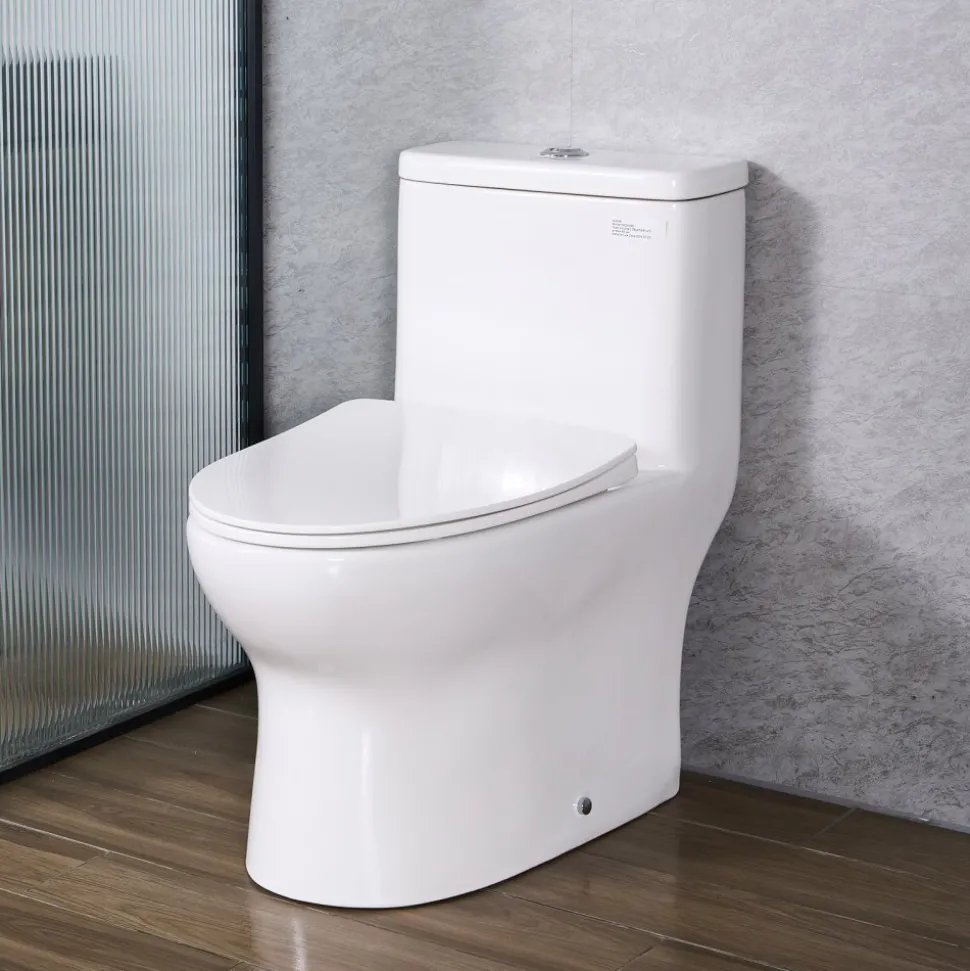 VEVOR One-Piece Toilet, Elongated Toilet Vortex Dual-Flush 1.0/1.28 GPF, Toilets for Bathroom with Comfortable Chair Seat, Standard Height, 12 inch Rough-In, White + Silver, Easy-Clean Skirted Design