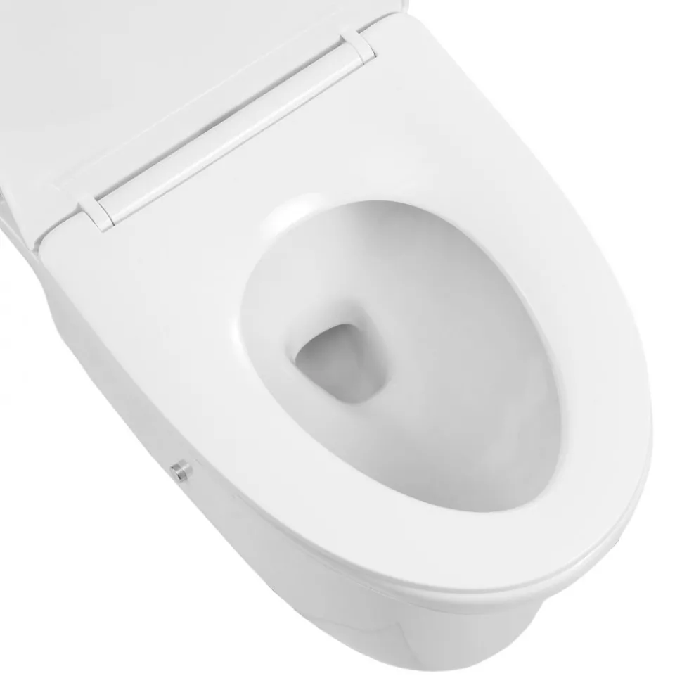 VEVOR One-Piece Toilet, Elongated Toilet Vortex Dual-Flush 1.0/1.28 GPF, Toilets for Bathroom with Comfortable Chair Seat, Standard Height, 12 inch Rough-In, White + Silver, Easy-Clean Skirted Design
