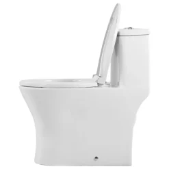 VEVOR One-Piece Toilet, Elongated Toilet Vortex Dual-Flush 1.0/1.28 GPF, Toilets for Bathroom with Comfortable Chair Seat, Standard Height, Easy-Clean Skirted Design, 12 inch Rough-In, White + Silver
