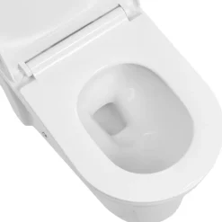 VEVOR One-Piece Toilet, Elongated Toilet Vortex Dual-Flush 1.1/1.6 GPF, Toilets for Bathroom with Comfortable Chair Seat, 12 inch Rough-In, Black + White, Easy-Clean Skirted Design, Standard Height