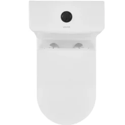 VEVOR One-Piece Toilet, Elongated Toilet Vortex Dual-Flush 1.1/1.6 GPF, Toilets for Bathroom with Comfortable Chair Seat, 12 inch Rough-In, Black + White, Easy-Clean Skirted Design, Standard Height