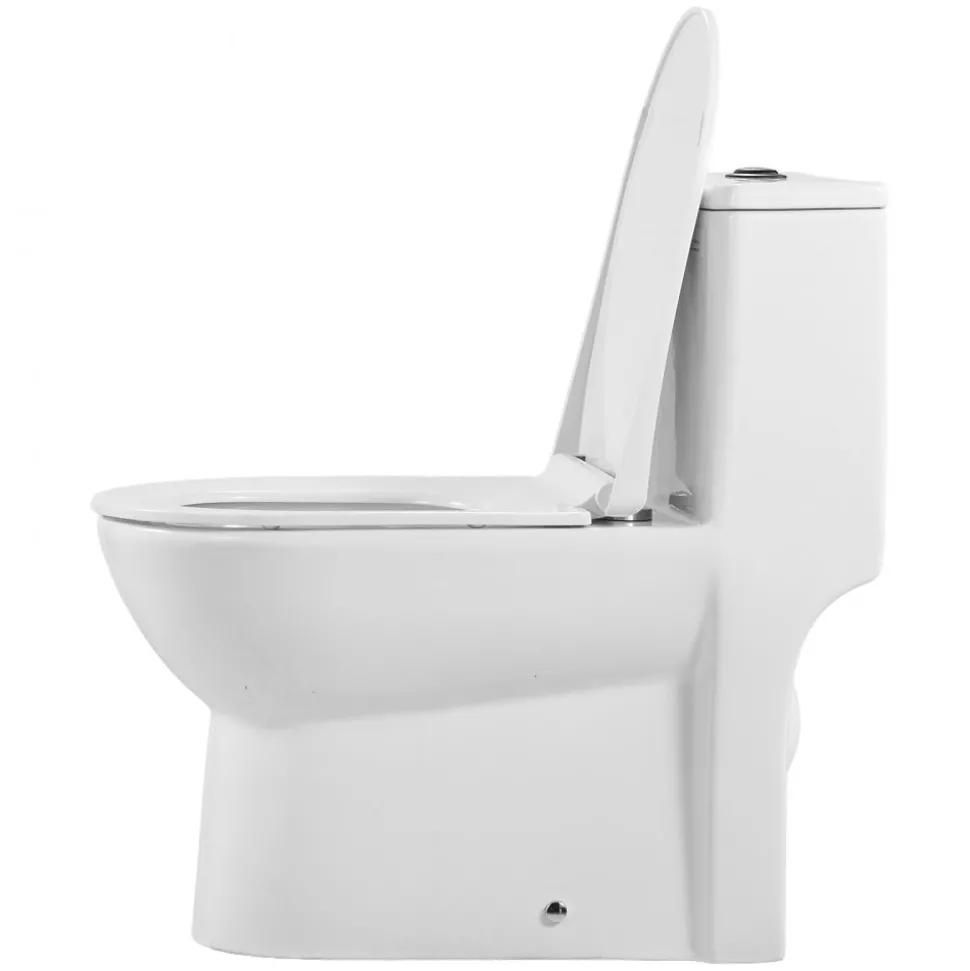 VEVOR One-Piece Toilet, Elongated Toilet Vortex Dual-Flush 1.1/1.6 GPF, Toilets for Bathroom with Comfortable Chair Seat, 12 inch Rough-In, Black + White, Easy-Clean Skirted Design, Standard Height