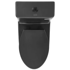 VEVOR One-Piece Toilet, Elongated Toilet Vortex Dual-Flush 1.0/1.28 GPF, Toilets for Bathroom with Comfortable Chair Seat, Standard Height, Easy-Clean Skirted Design, 12 inch Rough-In, Black + Silver