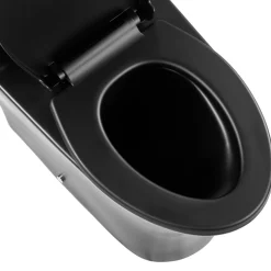 VEVOR One-Piece Toilet, Elongated Toilet Vortex Dual-Flush 1.0/1.28 GPF, Toilets for Bathroom with Comfortable Chair Seat, Standard Height, Easy-Clean Skirted Design, 12 inch Rough-In, Black + Silver