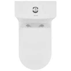 VEVOR One-Piece Toilet, Elongated Toilet Vortex Dual-Flush 1.1/1.6 GPF, Toilets for Bathroom with Comfortable Chair Seat, Standard Height, Easy-Clean Skirted Design, 12 inch Rough-In, White + Silver