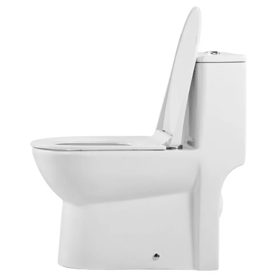 VEVOR One-Piece Toilet, Elongated Toilet Vortex Dual-Flush 1.1/1.6 GPF, Toilets for Bathroom with Comfortable Chair Seat, Standard Height, Easy-Clean Skirted Design, 12 inch Rough-In, White + Silver