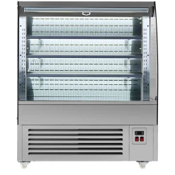 VEVOR Open Air Merchandiser, 7.5 cu. ft. 3-Tier Shelving Commercial Refrigerator, Grab and Go Fan Cooling Display Cooler, with LED Lighting, Night Curtain, Upright for Restaurants, Stores, Office