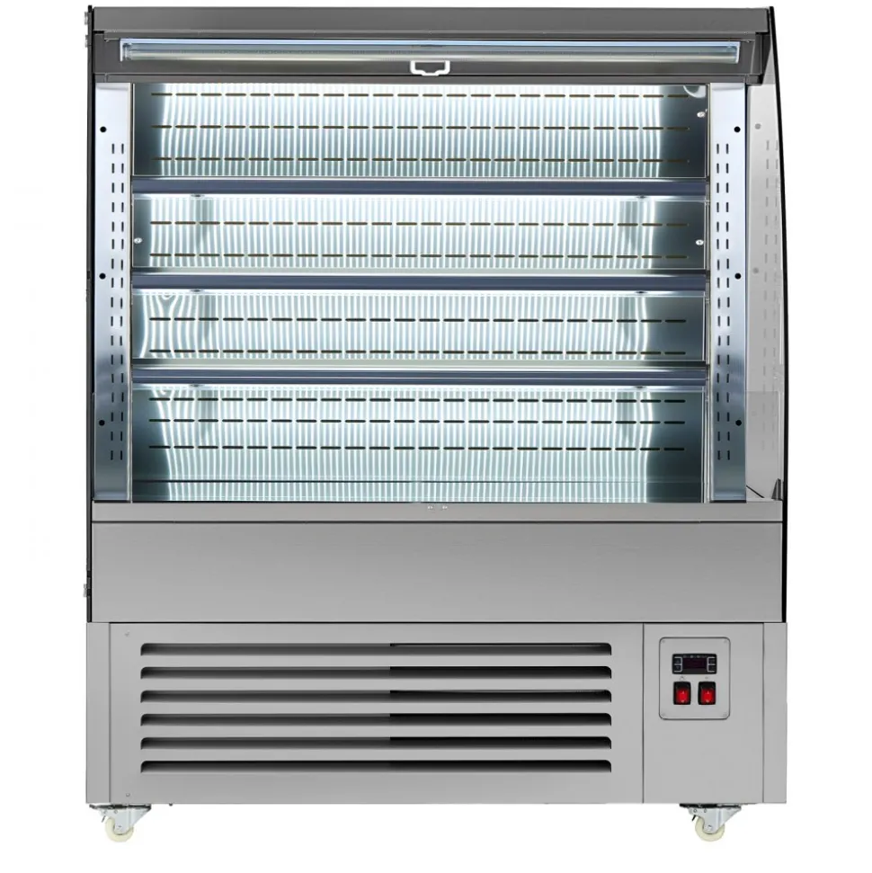VEVOR Open Air Merchandiser, 7.5 cu. ft. 3-Tier Shelving Commercial Refrigerator, Grab and Go Fan Cooling Display Cooler, with LED Lighting, Night Curtain, Upright for Restaurants, Stores, Office