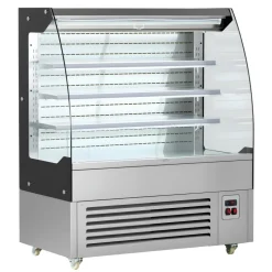 VEVOR Open Air Merchandiser, 7.5 cu. ft. 3-Tier Shelving Commercial Refrigerator, Grab and Go Fan Cooling Display Cooler, with LED Lighting, Night Curtain, Upright for Restaurants, Stores, Office