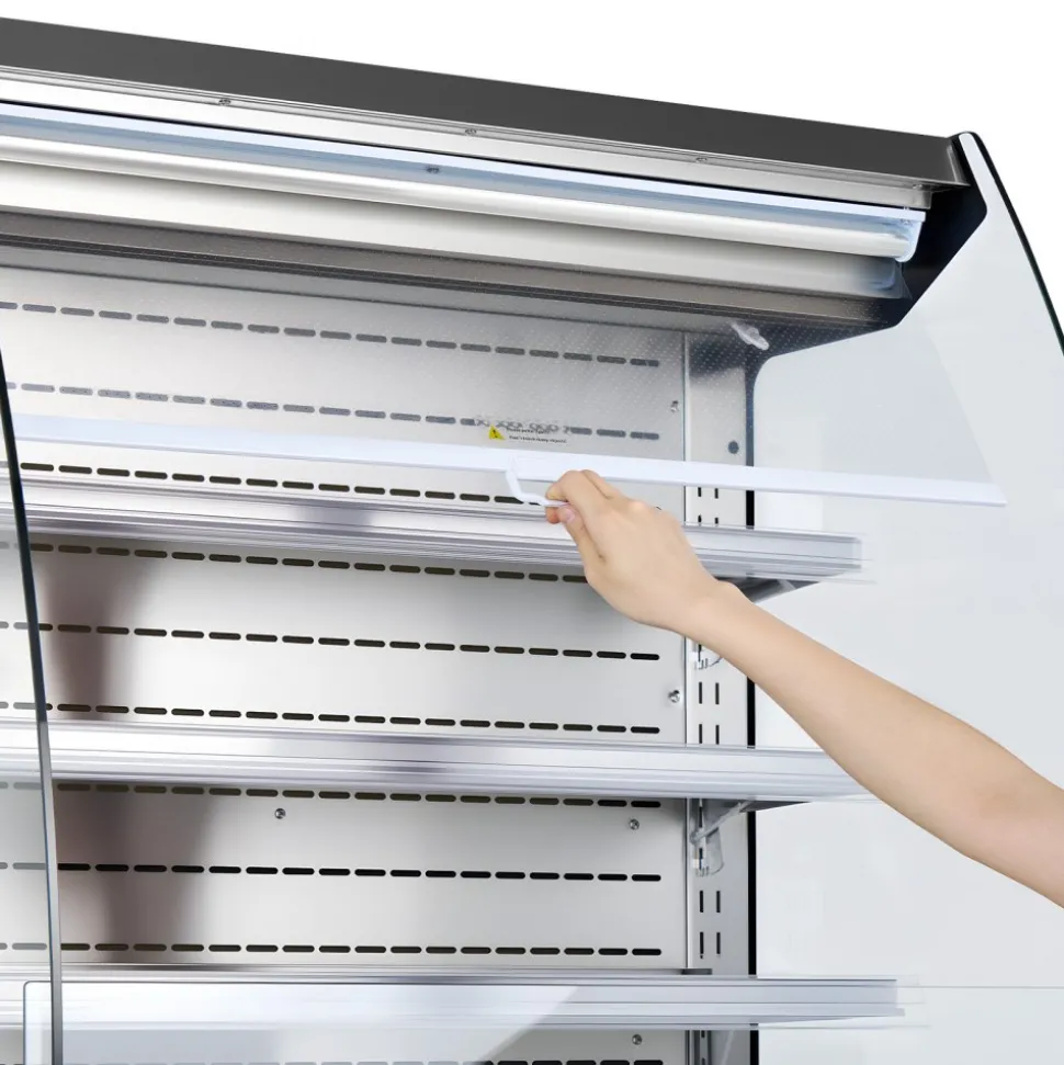 VEVOR Open Air Merchandiser, 5.4 cu. ft. 3-Tier Shelving Commercial Refrigerator, Grab and Go Fan Cooling Display Cooler, with LED Lighting, Night Curtain, Upright for Restaurants, Stores, Office