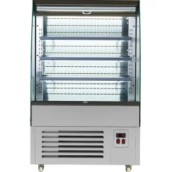 VEVOR Open Air Merchandiser, 5.4 cu. ft. 3-Tier Shelving Commercial Refrigerator, Grab and Go Fan Cooling Display Cooler, with LED Lighting, Night Curtain, Upright for Restaurants, Stores, Office