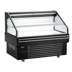 VEVOR Open Air Merchandiser, 4.6 cu. ft. Shelving Commercial Refrigerator, Grab and Go Fan Cooling Display Cooler, with LED Lighting, Night Curtain, Horizontal for Restaurants, Stores, Office