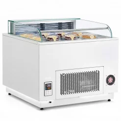 VEVOR Open Air Merchandiser, 3.1 cu. ft. Shelving Commercial Refrigerator, Grab and Go Fan Cooling Display Cooler, with LED Lighting, Night Curtain, Horizontal for Restaurants, Stores, Office