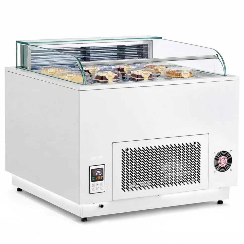 VEVOR Open Air Merchandiser, 3.1 cu. ft. Shelving Commercial Refrigerator, Grab and Go Fan Cooling Display Cooler, with LED Lighting, Night Curtain, Horizontal for Restaurants, Stores, Office