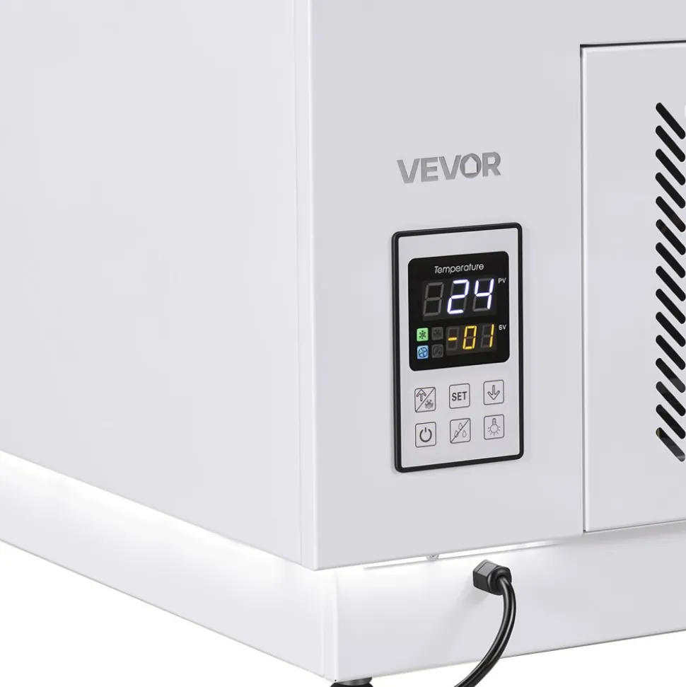 VEVOR Open Air Merchandiser, 3.1 cu. ft. Shelving Commercial Refrigerator, Grab and Go Fan Cooling Display Cooler, with LED Lighting, Night Curtain, Horizontal for Restaurants, Stores, Office