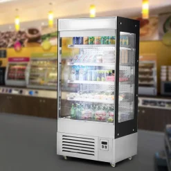 VEVOR Open Air Merchandiser, 4-Tier Shelving Commercial Refrigerator, Grab and Go Display Cooler Refrigerator with Air Curtain, LED Advertising Light, Fits for Restaurants, Stores, Office, 18.4cu.ft.