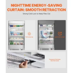 VEVOR Open Air Merchandiser, 4-Tier Shelving Commercial Refrigerator, Grab and Go Display Cooler Refrigerator with Air Curtain, LED Advertising Light, Fits for Restaurants, Stores, Office, 18.4cu.ft.