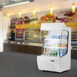 VEVOR Open Air Merchandiser, 2-Tier Shelving Commercial Refrigerator, Grab and Go Display Cooler Refrigerator with Air Curtain, LED Advertising Light, Fits for Restaurants, Stores, Office, 12.7cu.ft.