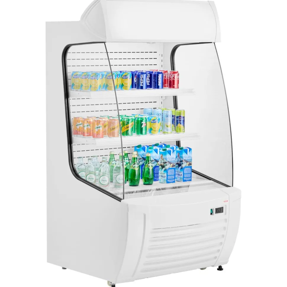 VEVOR Open Air Merchandiser, 2-Tier Shelving Commercial Refrigerator, Grab and Go Display Cooler Refrigerator with Air Curtain, LED Advertising Light, Fits for Restaurants, Stores, Office, 12.7cu.ft.