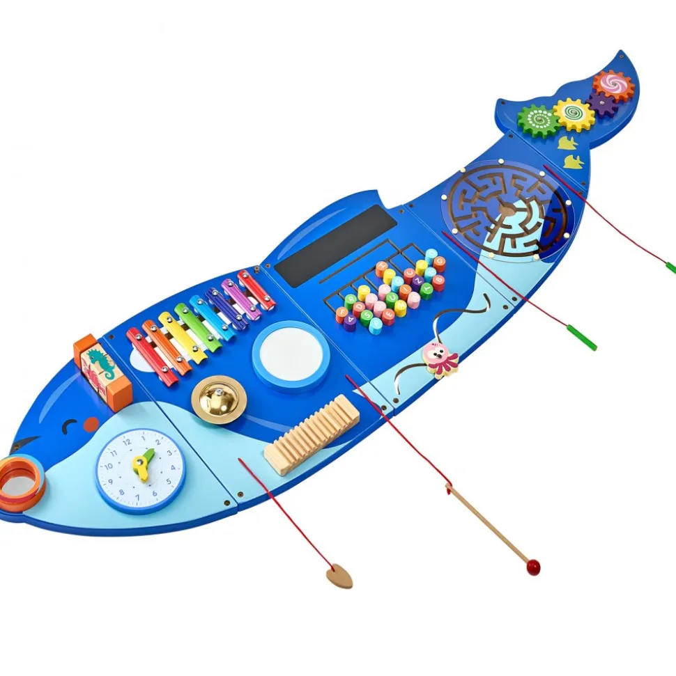 VEVOR Orca Activity Wall Busy Board Panels, 12 Activities, Montessori Sensory Wall Toy for Kids 3-12 Years, Montessori Learning Activity Center, Ideal for Toddler Playroom Nursery Classroom