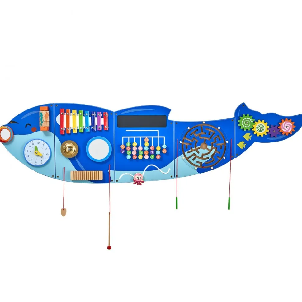 VEVOR Orca Activity Wall Busy Board Panels, 12 Activities, Montessori Sensory Wall Toy for Kids 3-12 Years, Montessori Learning Activity Center, Ideal for Toddler Playroom Nursery Classroom