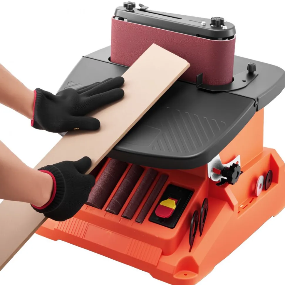 VEVOR Oscillating Belt and Spindle Sander, 2400RPM Benchtop Spindle Sander with 5/8" Stroke, 5 Sleeves (1/2" - 2") & 24" x 3.86" Sanding Belt for Woodworking, Furniture Finishing, DIY Projects