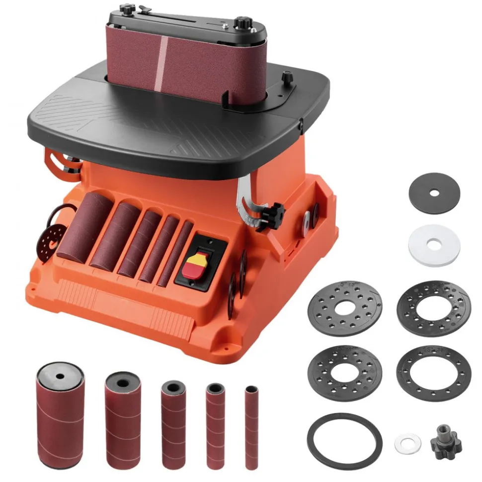 VEVOR Oscillating Belt and Spindle Sander, 2400RPM Benchtop Spindle Sander with 5/8" Stroke, 5 Sleeves (1/2" - 2") & 24" x 3.86" Sanding Belt for Woodworking, Furniture Finishing, DIY Projects
