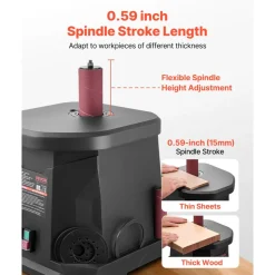 VEVOR Oscillating Spindle Sander, 2000RPM Benchtop Spindle Sander with 6 Sleeves (1/2