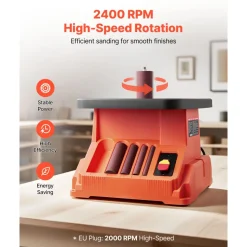 VEVOR Oscillating Spindle Sander, 2400RPM Benchtop Spindle Sander with 6 Sleeves (1/2