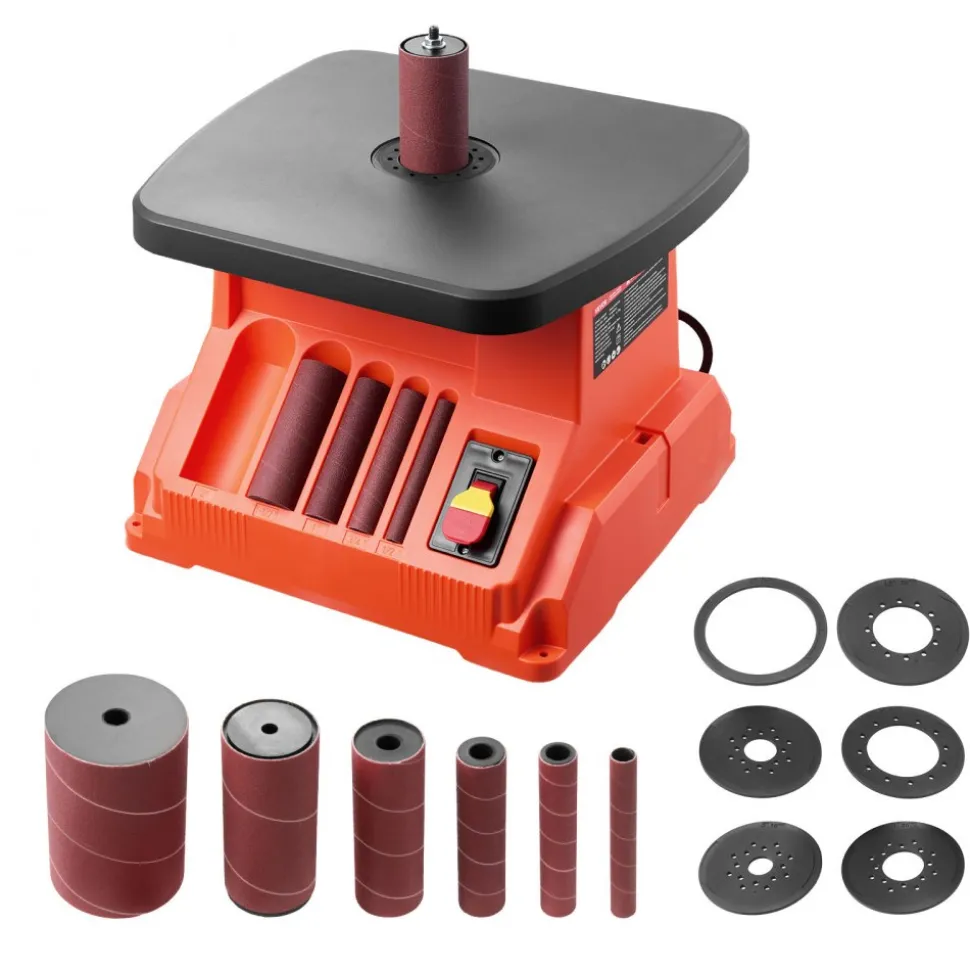 VEVOR Oscillating Spindle Sander, 2400RPM Benchtop Spindle Sander with 6 Sleeves (1/2"-3"), 5/8" Stroke & 15.4 x 16.3-inch Wide Worktable for Furniture Finishing, Crafts Sanding, DIY Woodworking