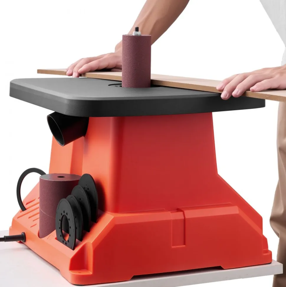 VEVOR Oscillating Spindle Sander, 2400RPM Benchtop Spindle Sander with 6 Sleeves (1/2"-3"), 5/8" Stroke & 15.4 x 16.3-inch Wide Worktable for Furniture Finishing, Crafts Sanding, DIY Woodworking