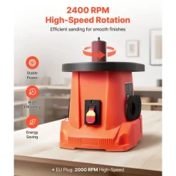 VEVOR Oscillating Spindle Sander, 2400RPM Benchtop Spindle Sander with 6 Sleeves (1/2"-3"), 5/8" Stroke, 15.6" x 11.6" Cast Iron Worktable for Furniture Finishing, Crafts Sanding, DIY Woodworking