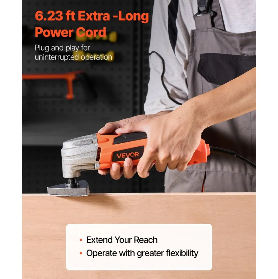 VEVOR Oscillating Tool Multitool, 2.2Amps 22,000 OPM Electric Oscillating Multi Tool Kit Corded with 2.8° Oscillating Angle, 7PCS Saw Accessories for Cutting, Scraping, Sanding, Floor Stripping