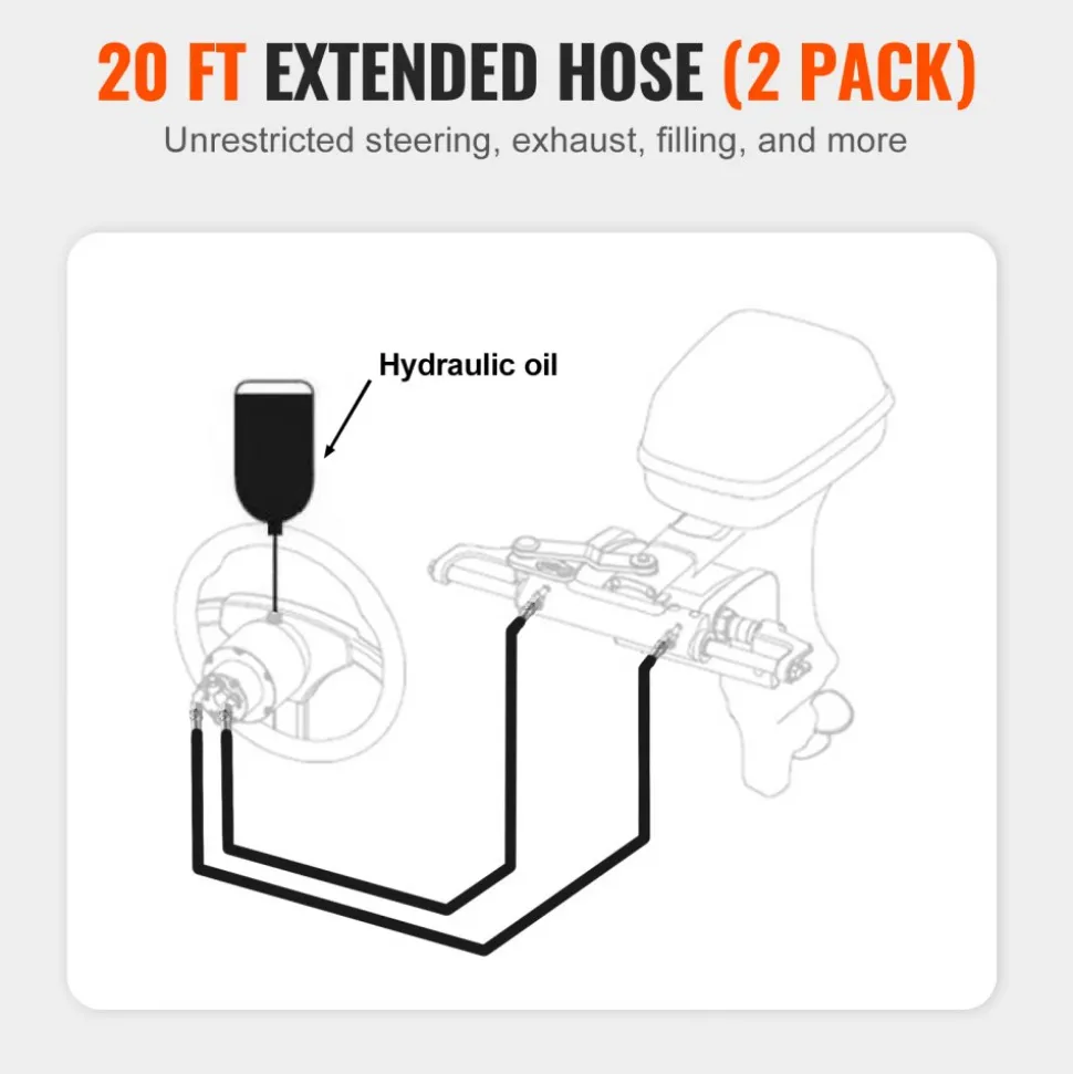 VEVOR Outboard Hose Kit, 20 ft Hydraulic Steering Hose, 2-Piece Leak-Proof TPEE Hydraulic Boat Hoses, Compatible with Marine Hydraulic Outboard Steering Boat System up to 300 HP