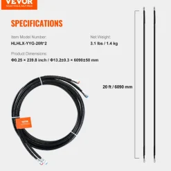 VEVOR Outboard Hose Kit, 20 ft Hydraulic Steering Hose, 2-Piece Leak-Proof TPEE Hydraulic Boat Hoses, Compatible with Marine Hydraulic Outboard Steering Boat System up to 300 HP