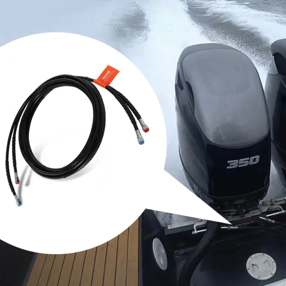 VEVOR Outboard Hose Kit, 20 ft Hydraulic Steering Hose, 2-Piece Leak-Proof TPEE Hydraulic Boat Hoses, Compatible with Marine Hydraulic Outboard Steering Boat System up to 300 HP