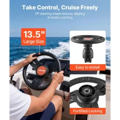 VEVOR Outboard Hydraulic Steering Kit, 200 HP, Marine Boat Hydraulic Steering System with 6.9 MPa Two-Way Lock Helm Pump, Cylinder, 2 PCS 26 ft Hoses, 13.5